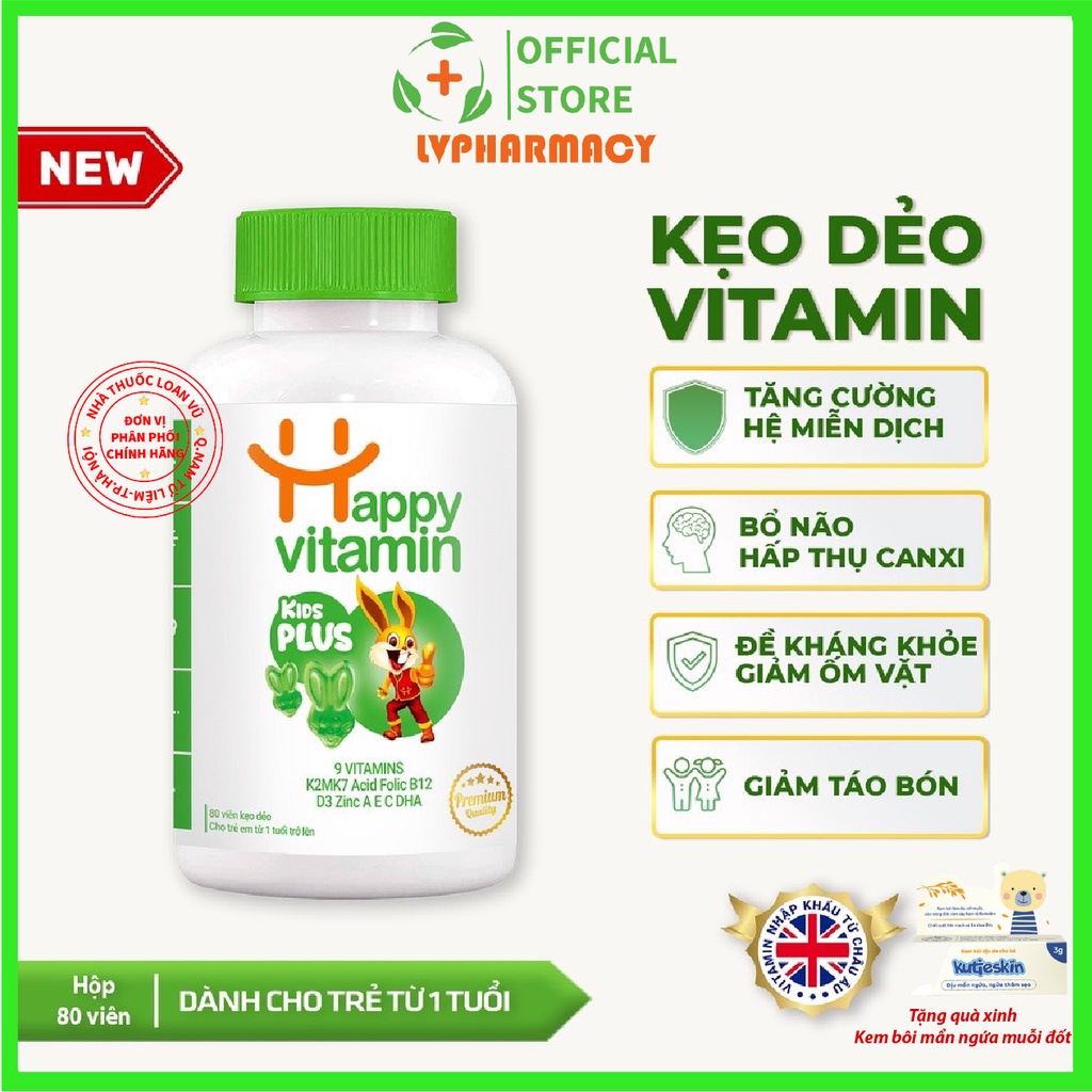 Kẹo vitamin cho bé Happy Vitamin - Multivitamin tổng hợp, tăng đề kháng, nâng cao hệ miễn dịch cho trẻ