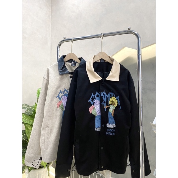 ÁO KHOÁC BOMBER DẠ CỔ DA UNISEX NAM VÀ NỮ