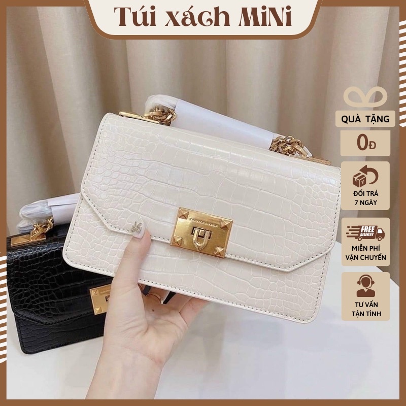 Túi Xách Nữ - Túi CNK Khuy Gập Dây Da Phối Xích CK2_80781126