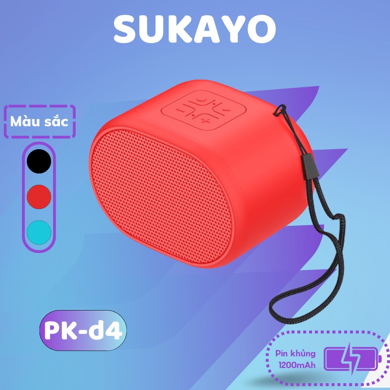 Loa bluetooth mini nghe nhạc hay SUKAYO-D4 giá rẻ âm thanh chất lượng, Bass trầm hỗ trợ thẻ nhớ, Usb, Jack 3.5mm