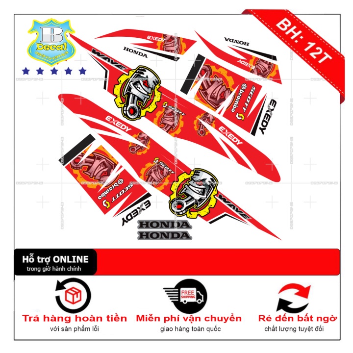 DECAL PVC 5 LỚP CHẤT LƯỢNG CAO Tem rời wave a 2016 pittong trắng