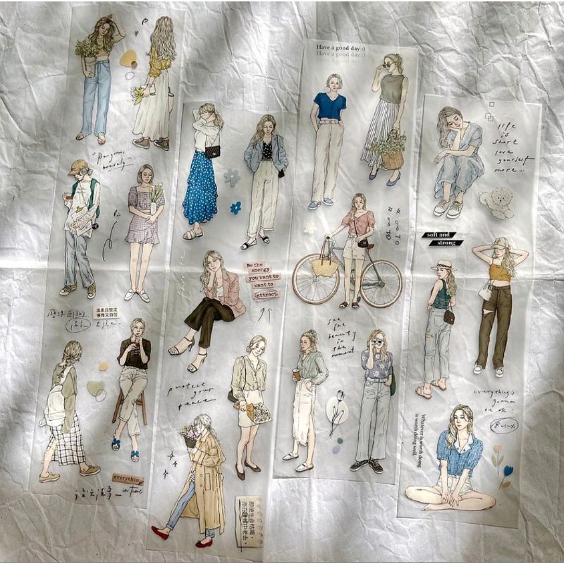 Krisna.room ♡ Hãng Pion- Chu kì 100cm cuôn băng dán hình cô gái Soft mẫu mới nhất