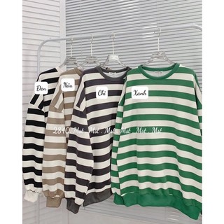 Áo nỉ kẻ dày form oversize 4 màu ( có sẵn )
