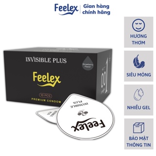 Bao cao su Feelex Invisible Plus siêu mỏng, nhiều gel bôi trơn hộp 10 bcs-olo_store