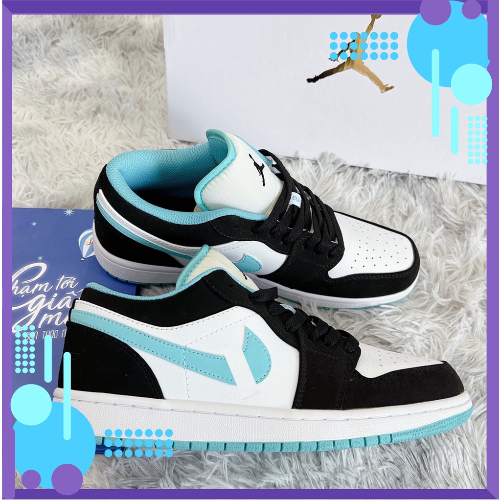 Giày Sneaker Jordan Xanh Ngọc , Giày JD Low Panda Màu Xanh Ngọc Cao Cấp,Bản Chuẩn Full Box