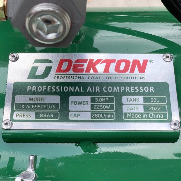 Nén Khí Không Dầu Dekton 3Hp 2250W / DK-AC6950PLUS / Bình 50L - Lưu Lượng 280L/Phút