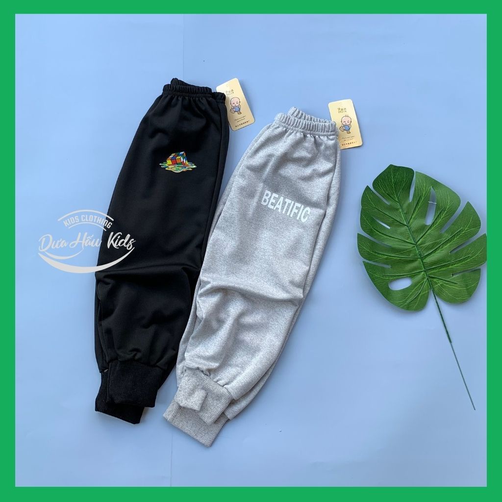 Quần dài thu đông nỉ da cá bo gấu cho bé trai bé gái size 90 - 120.