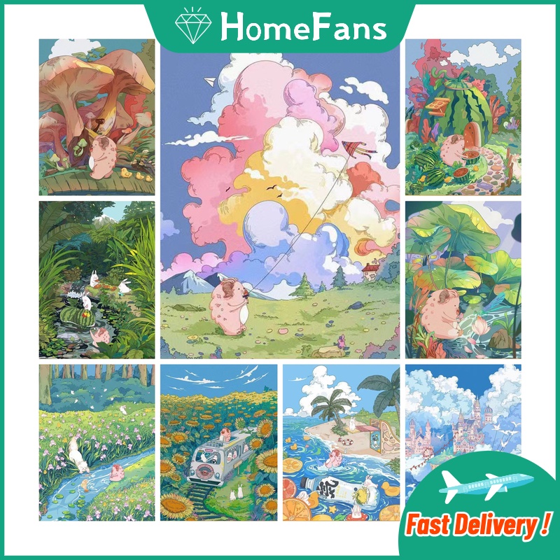 Bộ Tranh Đính Đá 5D Tự Làm 30x40cm / 40x50cm Hình Thú Cưng Đáng Yêu