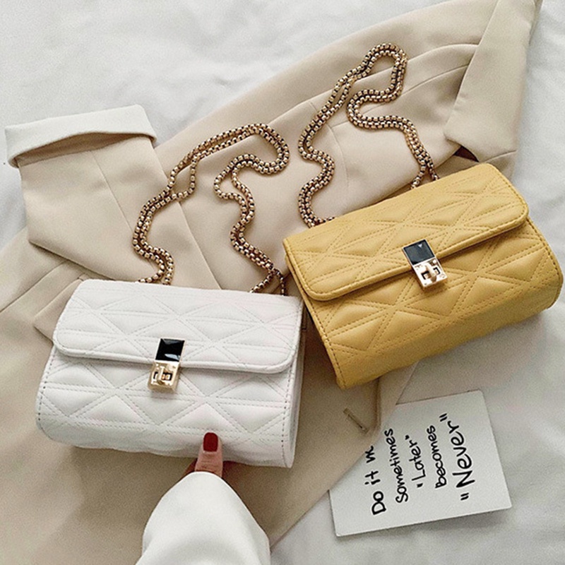 Túi Đeo Vai Nhỏ Hình Thoi Phối Dây Xích Thời Trang Cho Nữ