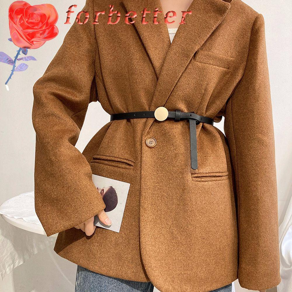 Thắt lưng da PU khóa hợp kim tròn phong cách Hàn Quốc cổ điển thời trang cho nữ