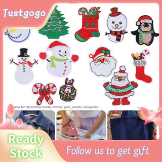 Bộ 24 Sticker Ủi Thêu Hình Ông Già Noel Người Tuyết Giáng Sinh
