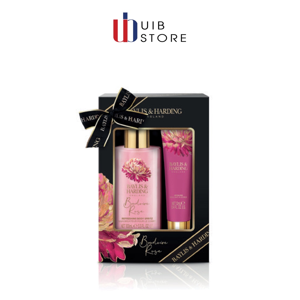 Bộ quà tặng 2 món xịt thơm và son Baylis & Harding Boudoire Rose