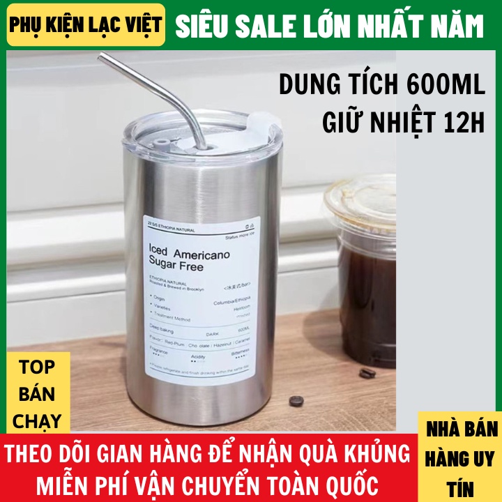 Bình Giữ Nhiệt 600ml Inox 304 Giữ Nhiệt 12h 2 Loại Nhám Và Trơn Bảo Hành 12 Tháng, cốc giữ nhiệt inox tròn