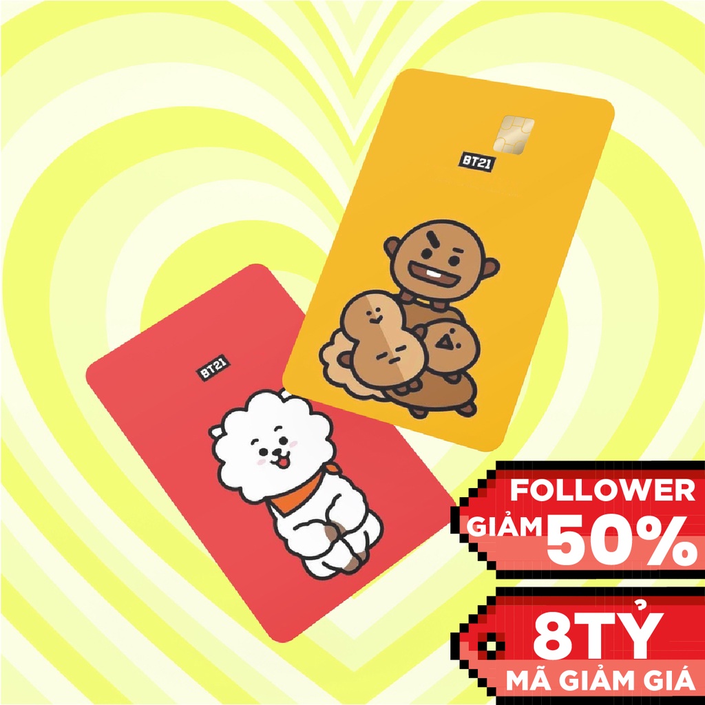 STICKER SKIN THẺ ATM BT21- BTS - Decal dán Thẻ ATM, debit, thẻ từ, thẻ chung cư, bảo vệ thẻ