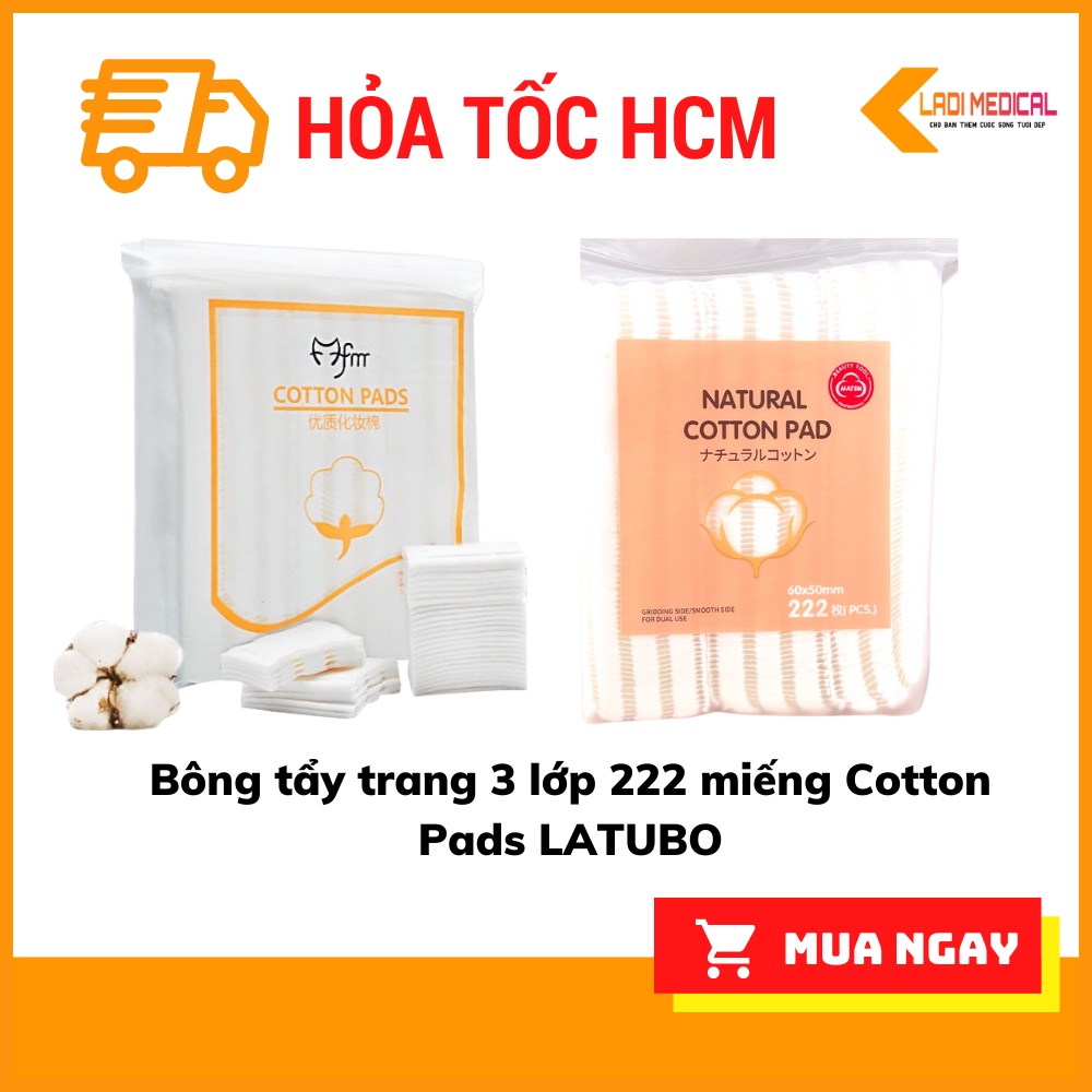 Bông tẩy trang Cotton Pads LATUBO 3 lớp 222 miếng mềm mịn, tiện lợi, dày dặn ít xơ