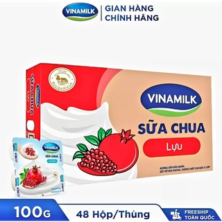 Thùng 48 hộp sữa chua ăn vinamilk vị lựu đỏ 100g.