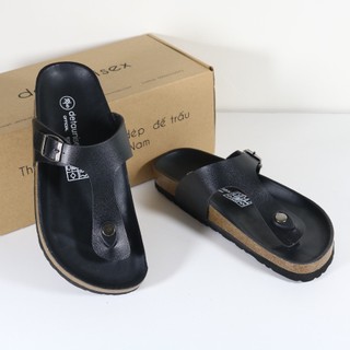 Dép kẹp ngón đế trấu nam nữ lót đen đi mưa detaunisex - deta11f