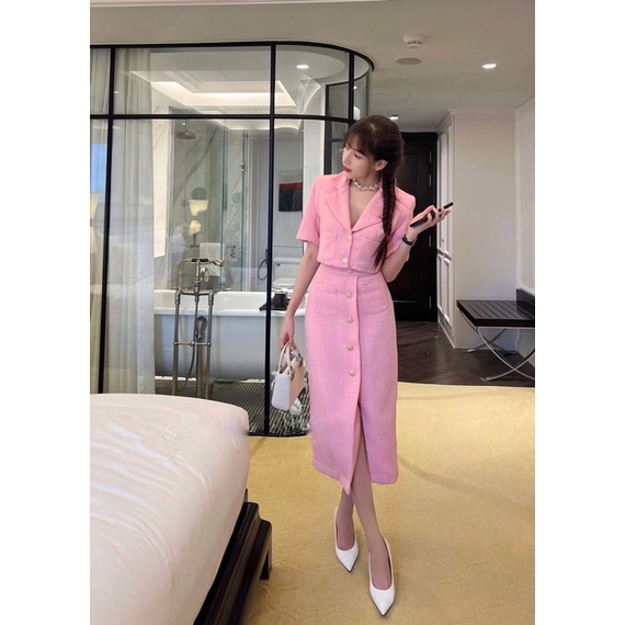 Sét Vest Dạ Chân Váy Dài