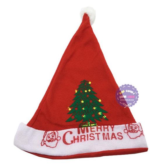 Mũ (nón) ông già Noel bằng vải nỉ mỏng cho người lớn và em bé