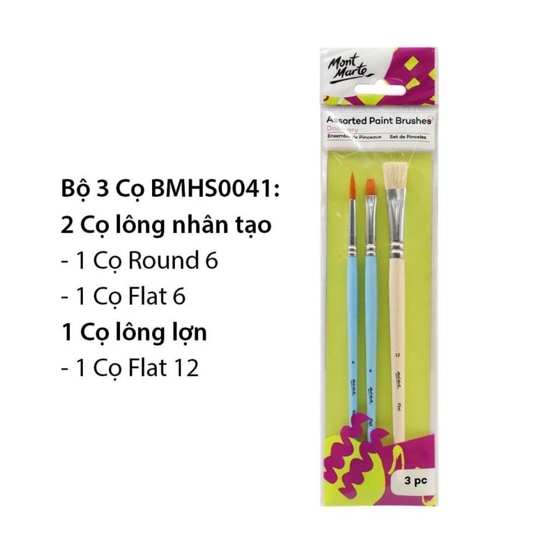 Cọ Vẽ Mont Marte Bộ Chuyên Cho Acrylic, Gouache, Sơn Dầu
