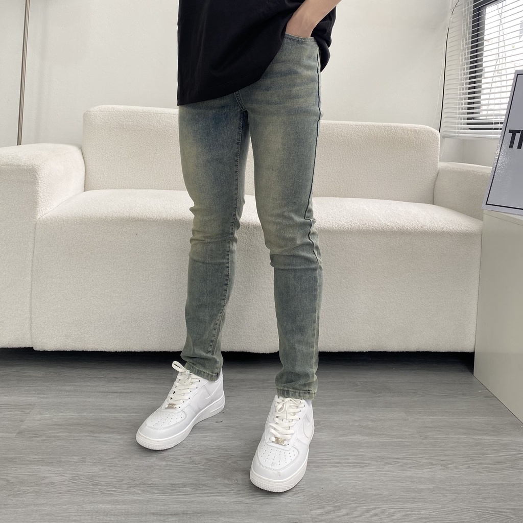 Quần jean nam đẹp co giãn slim fit màu xanh vintage The Six [867]
