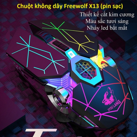 [FREESHIP] CHUỘT GAMING KHÔNG DÂY FREEWOLF X11, X13, X18 (PIN SẠC)