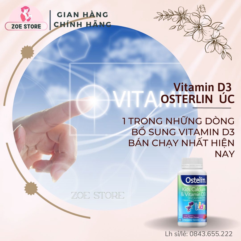 Vitamin D3 OSTERLIN 90 viên xilanh bổ sung cho bé 2 tuổi trở lên
