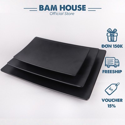 Dĩa nhựa hình chữ nhật Bam House chất liệu Melamine thiết kế kiểu Nhật cao cấp DNN02