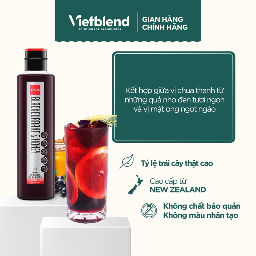 Syrup SHOTT vị Lý Chua Đen & Mật Ong  chai 1L