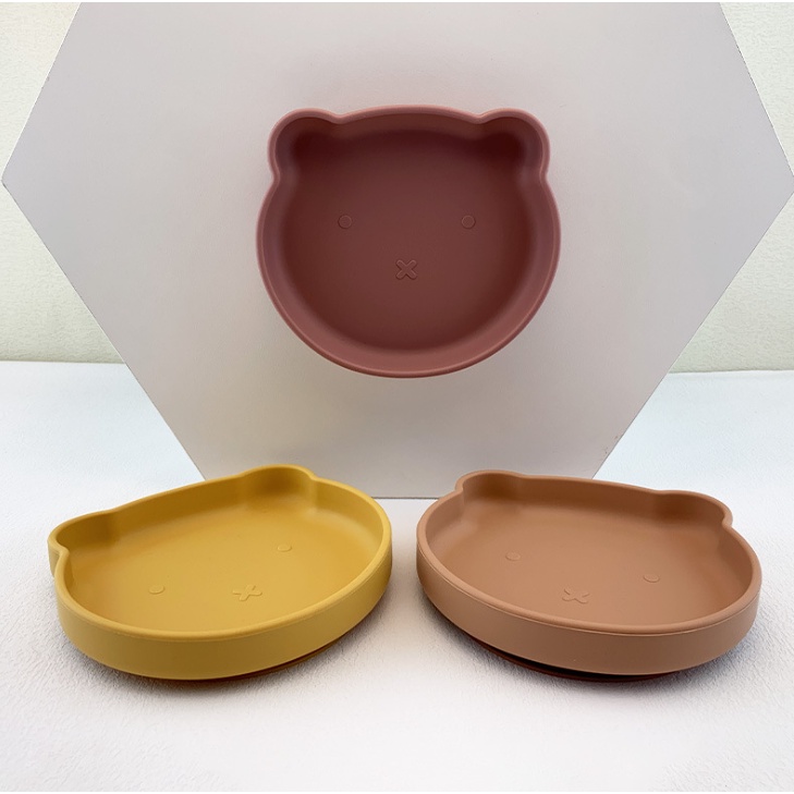 Khay Ăn Dặm Silicon Hình Gấu Shopmegold1, Khay Ăn Dặm Silicon Có Đế Hít Chống Trơn Trượt Chất Liệu Siêu Bền Cho Bé