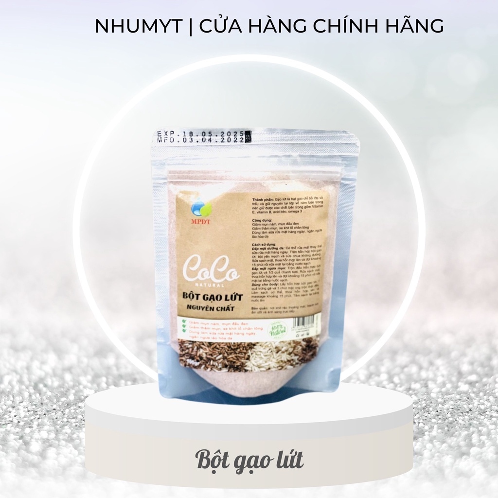 Tinh bột cám gạo lứt CoCo ,bột rửa mặt,kiềm dầu,giảm nhờn  đẹp da, trắng da, thu nhỏ lỗ chân lông handmade