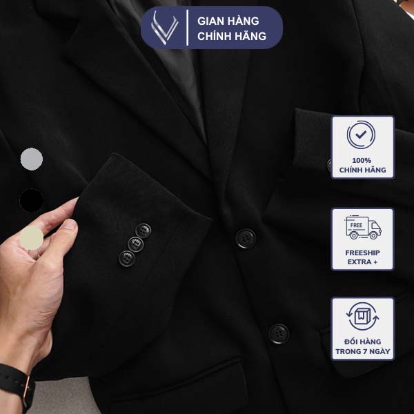 Áo Vest Nam Blazer Nam 2 Lớp Form Rộng Dáng Dài Có Độn Vai Phong Cách Hàn Quốc Thương Hiệu Veratino