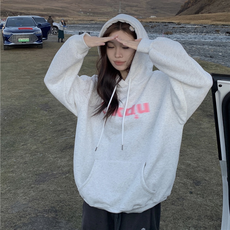 SUXI Áo Nỉ Nữ Dài Tay Có Mũ Thời Trang Hàn