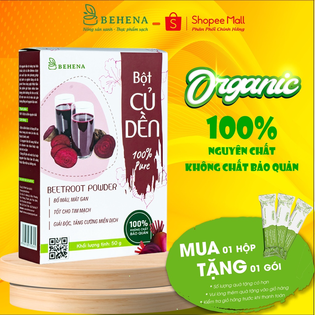 Bột Củ Dền Behena 50g Tốt Cho Da, Chống Lão Hóa Da, Cung Cấp Chất Chống Oxy Hóa