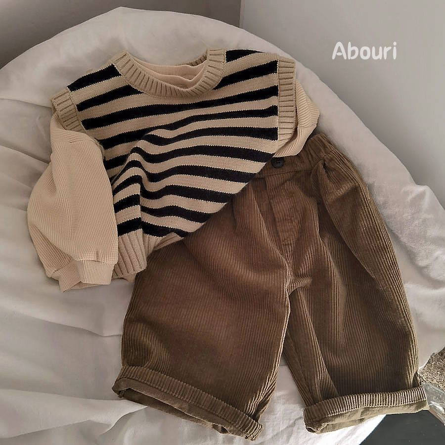 Áo Len Không Tay Cổ Tròn Họa Tiết Kẻ Sọc Phong Cách Hàn Quốc Thời Trang Mùa Thu 2022 Dành Cho Bé Trai Và Bé Gái