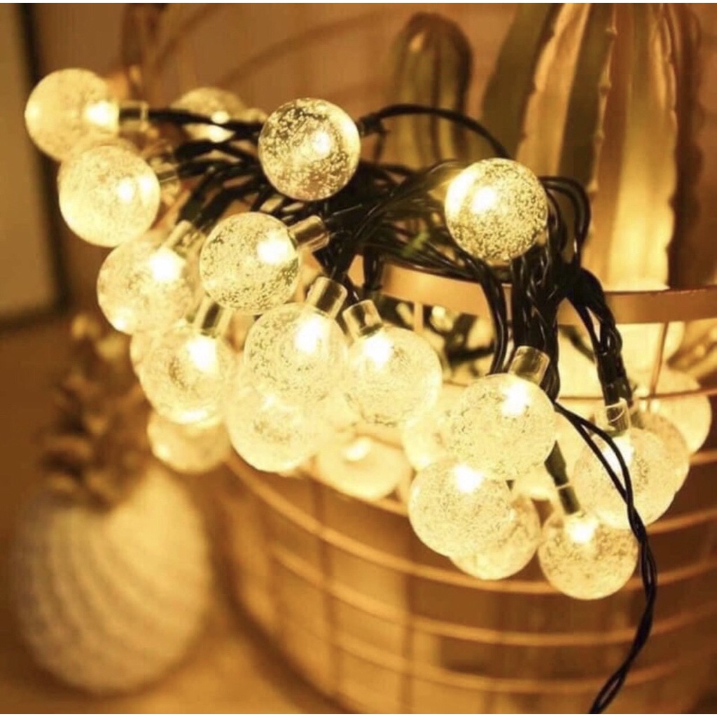 Dây đèn led trang trí bi bọt, led cherry 9m vàng và đủ màu - đèn pha lê bi giọt nước trang trí noel và Tết