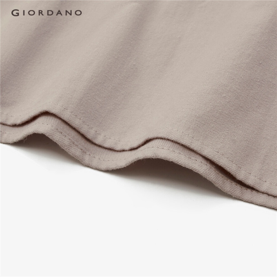 Đầm sơ mi GIORDANO 05462680 flannel cotton màu trơn cho nữ