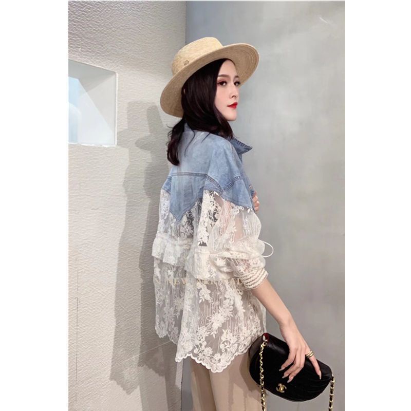 Áo Khoác Denim Tay Dài Chống Nắng Phối Tua Rua Thời Trang Cho Nữ