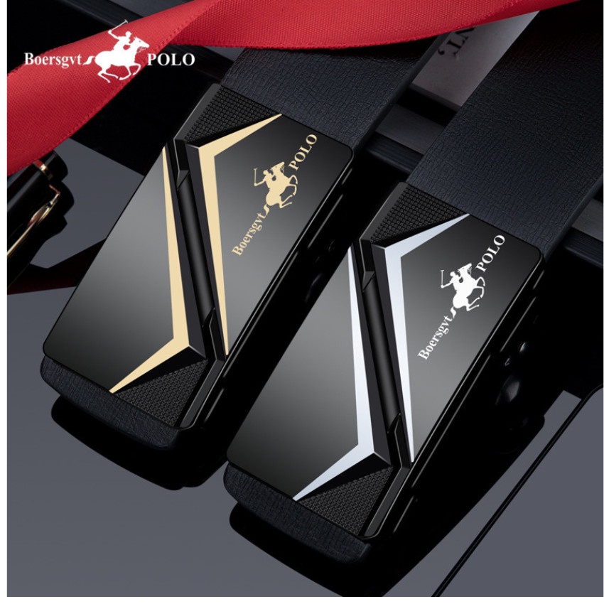 Thắt lưng nam cao cấp boersgvt polo, dây nịt nam da thời trang khóa tự động M1j