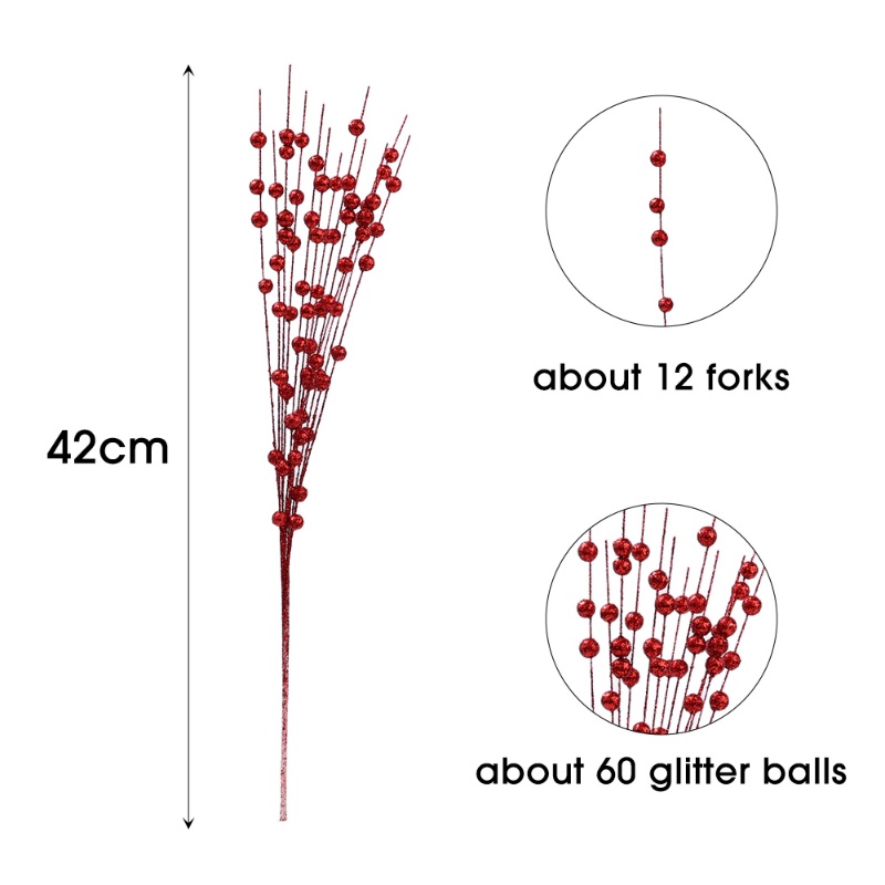 Bó Hoa Berry Đỏ Nhân Tạo Dùng Trang Trí Giáng Sinh / Năm Mới DIY