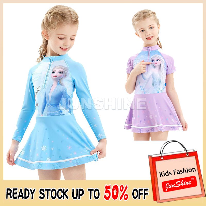 Bộ Đồ Bơi Liền Thân Mau Khô Họa Tiết Hoạt Hình Công Chúa Elsa Đáng Yêu Cho Trẻ Em