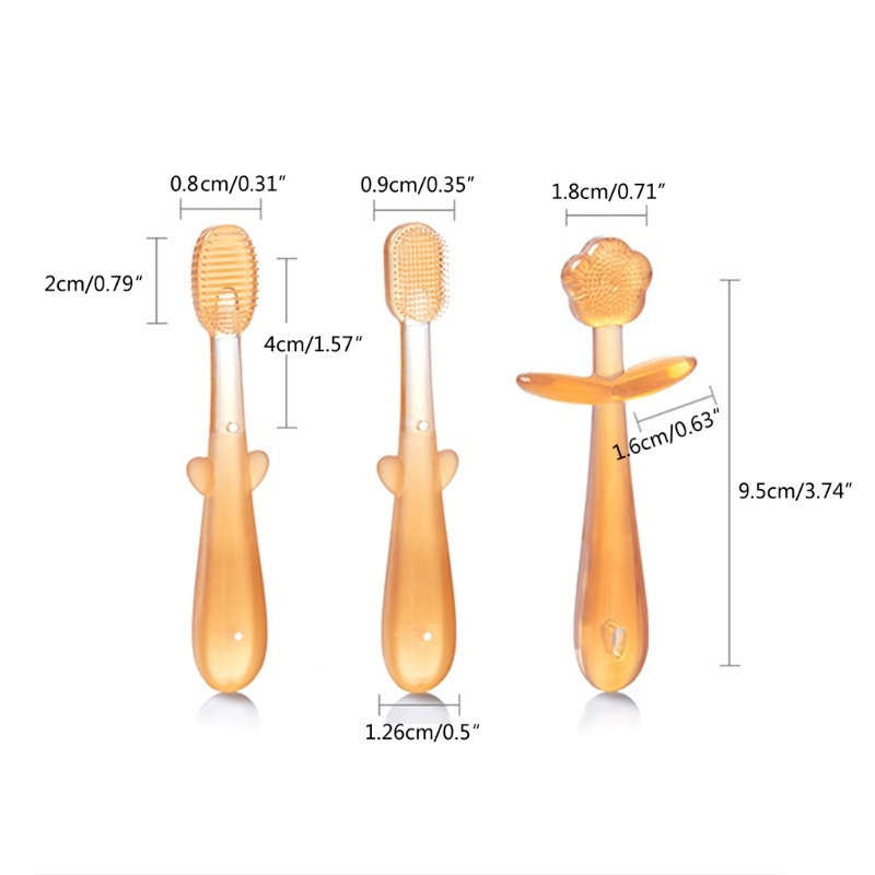 Bộ Bàn Chải Đánh Răng Silicone Cấp Thực Phẩm Cho Bé