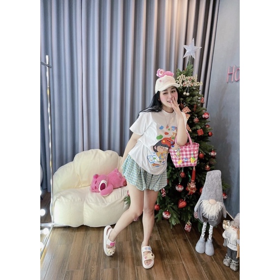 HONEY BEAR - SET ÁO PHÔNG KÈM QUẦN BÍ CARO PHỒNG DỄ THƯƠNG