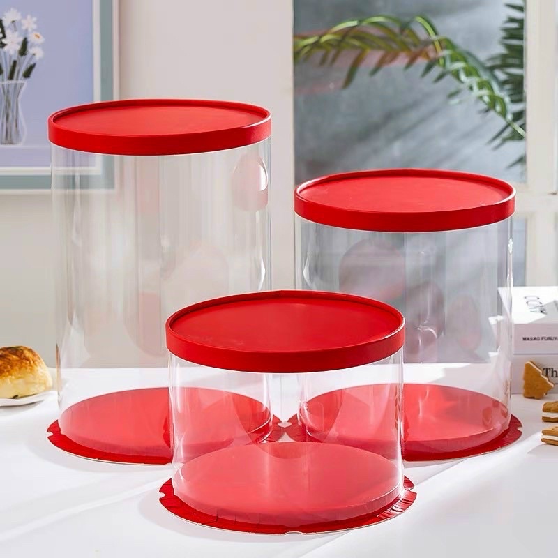 Hộp mica tròn đựng quà Tết trong nắp rời đủ màu ( set 5 hộp ko kèm ruy băng )