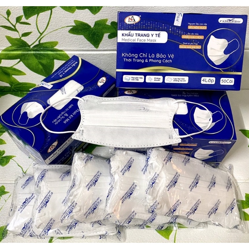 Khẩu Trang Y Tế Hình Cua ,4 Lớp,Giấy Kháng Khuẩn,FamaPro  - Hộp 50 cái