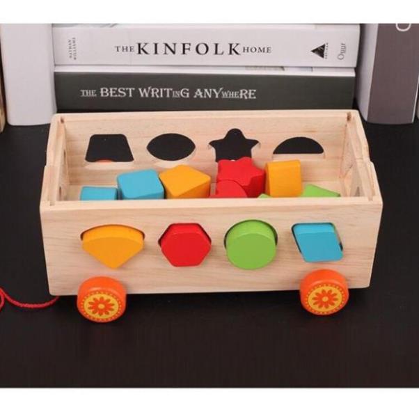Đồ Chơi Gỗ: Xe Kéo Thả Số & Hình Khối- GIÚP BÉ PHÁT TRIỂN TAY, MẮT- LÀM QUEN VỚI CON SỐ, MẦU SẮC & HÌNH KHỐI