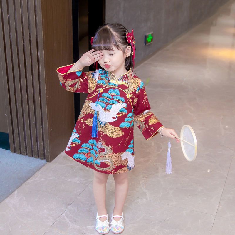 Đầm Sườn Xám Thời Trang Năm Mới 2023 Dành Cho Bé Gái