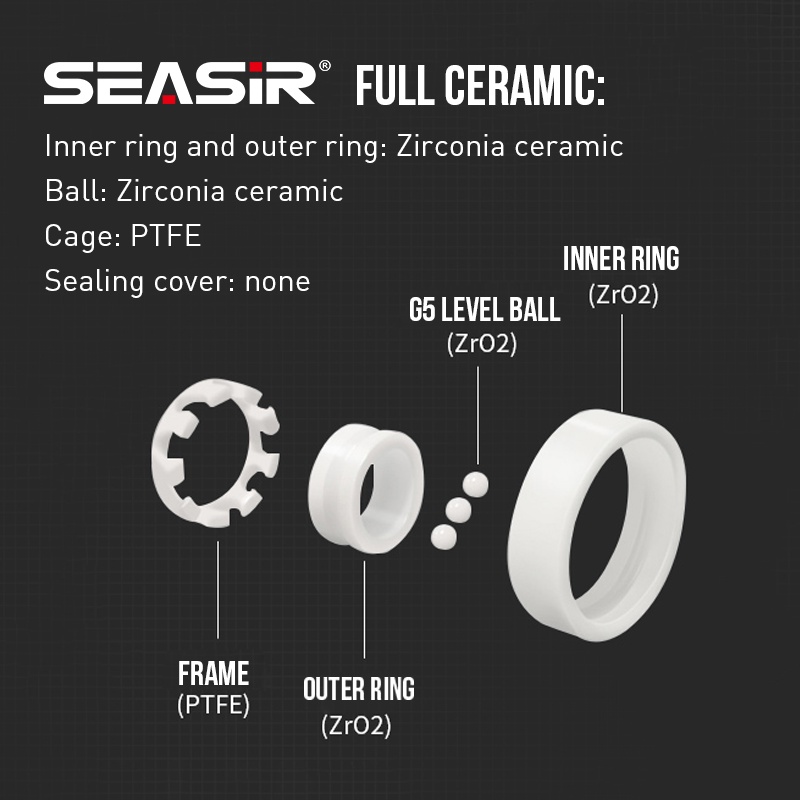 SEASIR Máy Câu Cá Máy Câu Mồi Máy Câu Spinnin Vòng Bi Gốm Lai Vòng Bi Chất Lượng Cao Hoàn Toàn Bằng Gốm 3*10*4Mm 5*10*4Mm