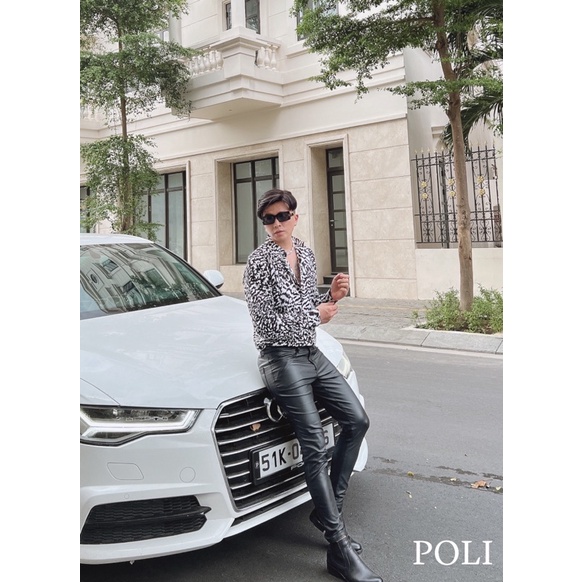 Áo sơ mi nam POLI MAN có màu hoạ tiết đen trắng