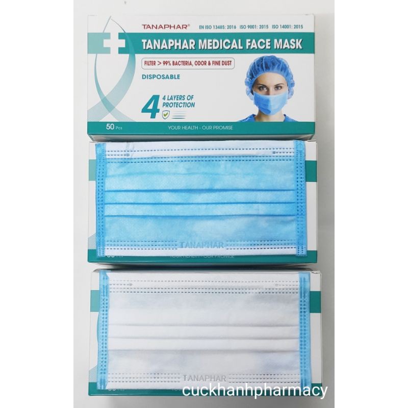 Khẩu trang y tế 4 lớp TANAPHAR Hộp 50 chiếc